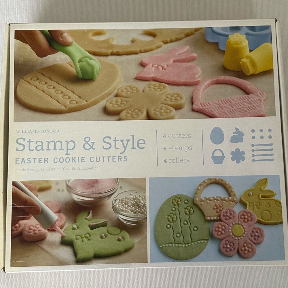 Williams Sonoma New Stamp and Style Easter Cookie Cutters In Original Box